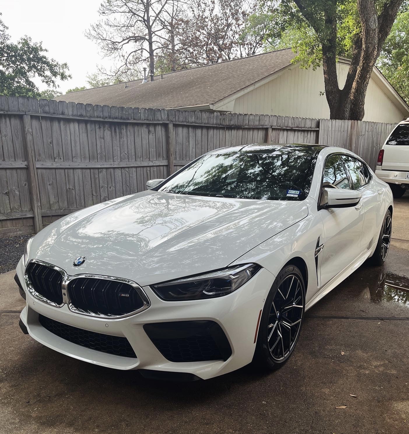 Freshly detailed white BMW M8